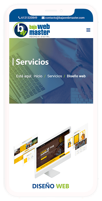 Diseño web movil Iphone X Baja webmaster